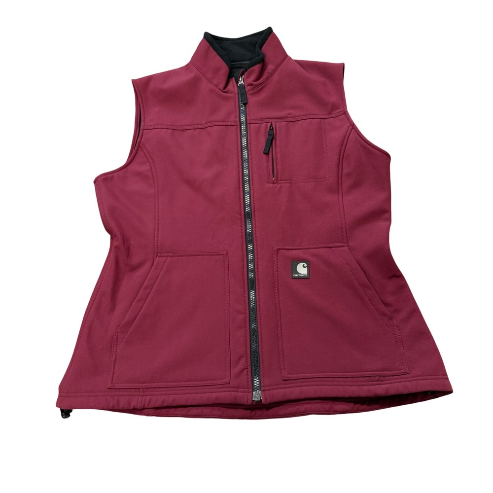 Carhartt Womens Softshell Vest XL Burgundy Wine Fleece Lined Utility WV002 BRG
